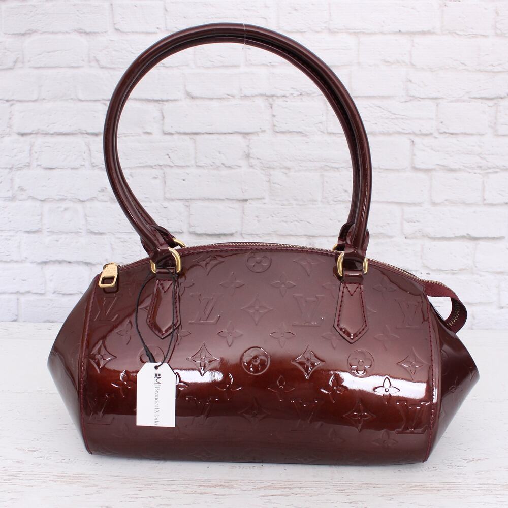 Louis Vuitton Sherwood PM Purple Vernis Satchel Shoulder Tote Purse A3577